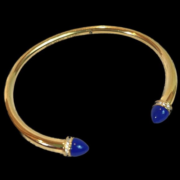 NIB Michael Kors Gold Tone/ Blue Arrow Open Cuff Lapis Stones Bracelet - Picture 12 of 13